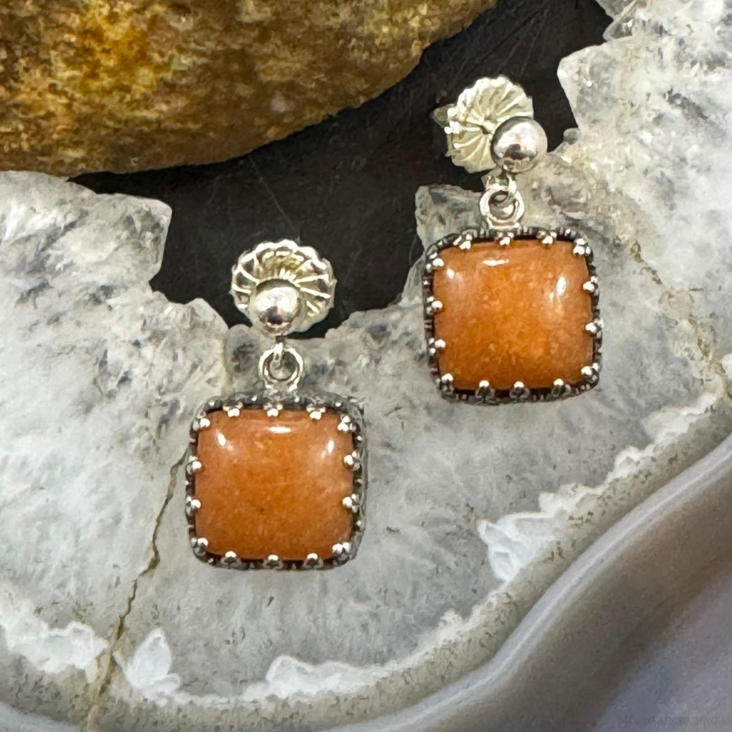 Carolyn Pollack Sterling Silver Square Carnelian Decorated Dangle Earrings For Women