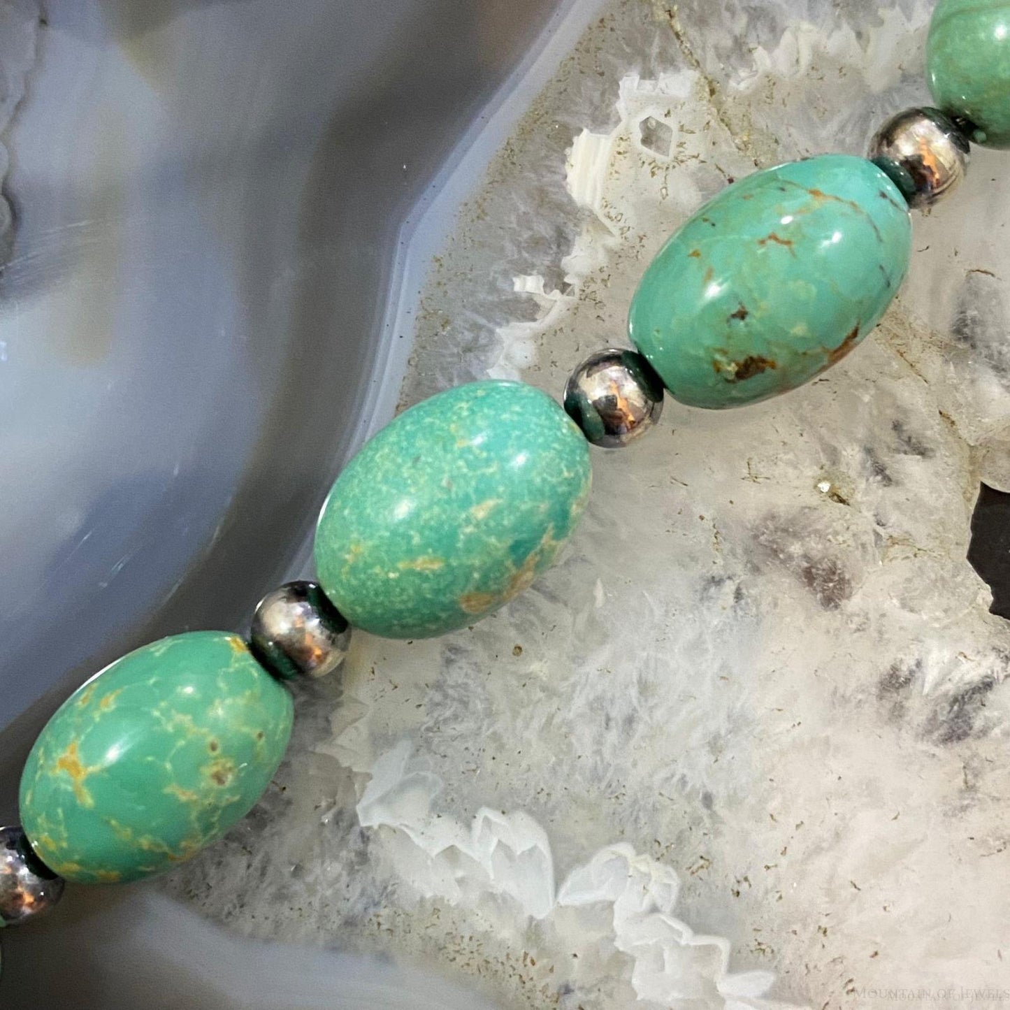 Carolyn Pollack Sterling Silver Egg Shape Green Turquoise Link Bracelet For Women