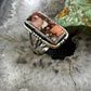 Native American Sterling Silver Elongated Rectangle Wild Horse Bar Ring Size 7.5 For Women
