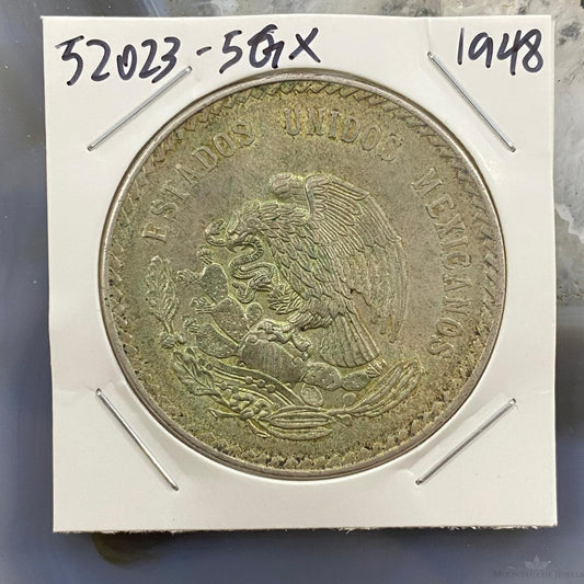1948 Mexico 5 Pesos .900 Silver Coin #52023-5GX