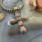 Native American Sterling Silver Rhodochrosite Decorated Cross Pendant For Women #1