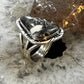Native American Sterling Silver Triangle White Buffalo Ring Size 8 For Women