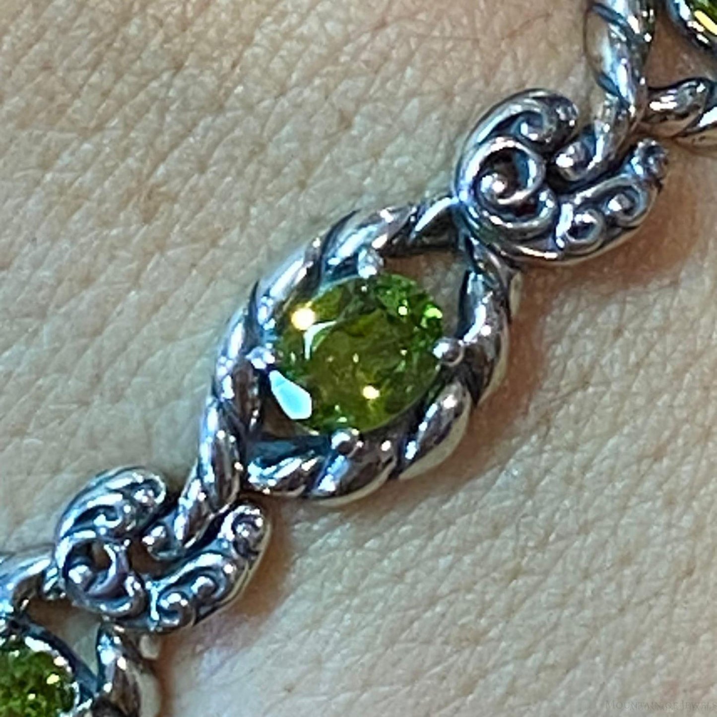 Carolyn Pollack Sterling Silver 6 Faceted Oval Peridot Link Bracelet For Women