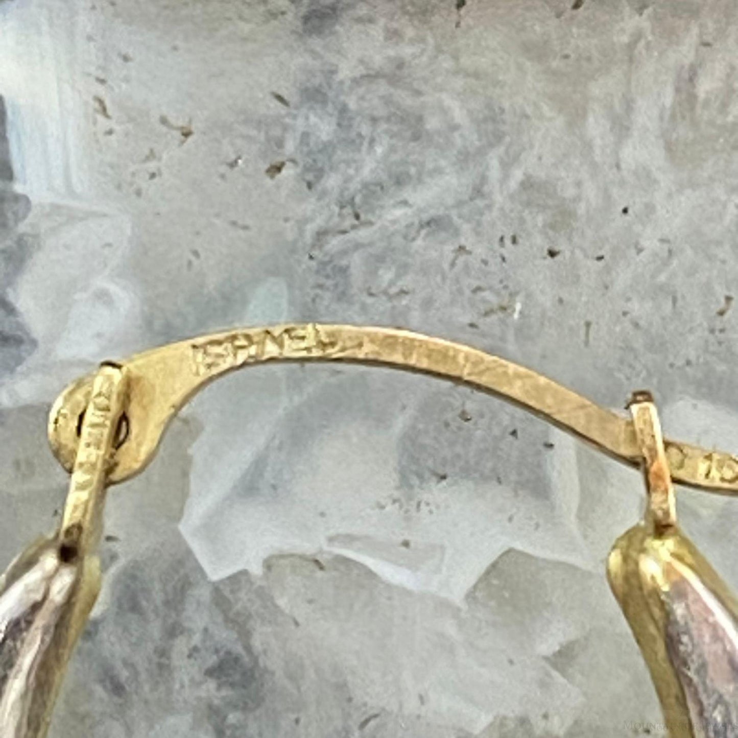 10K Two Tone Gold Floral Engraved Hoop Earrings For Women