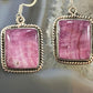 Native American Sterling Silver Square Purple Spiny Oyster Dangle Earrings For Women