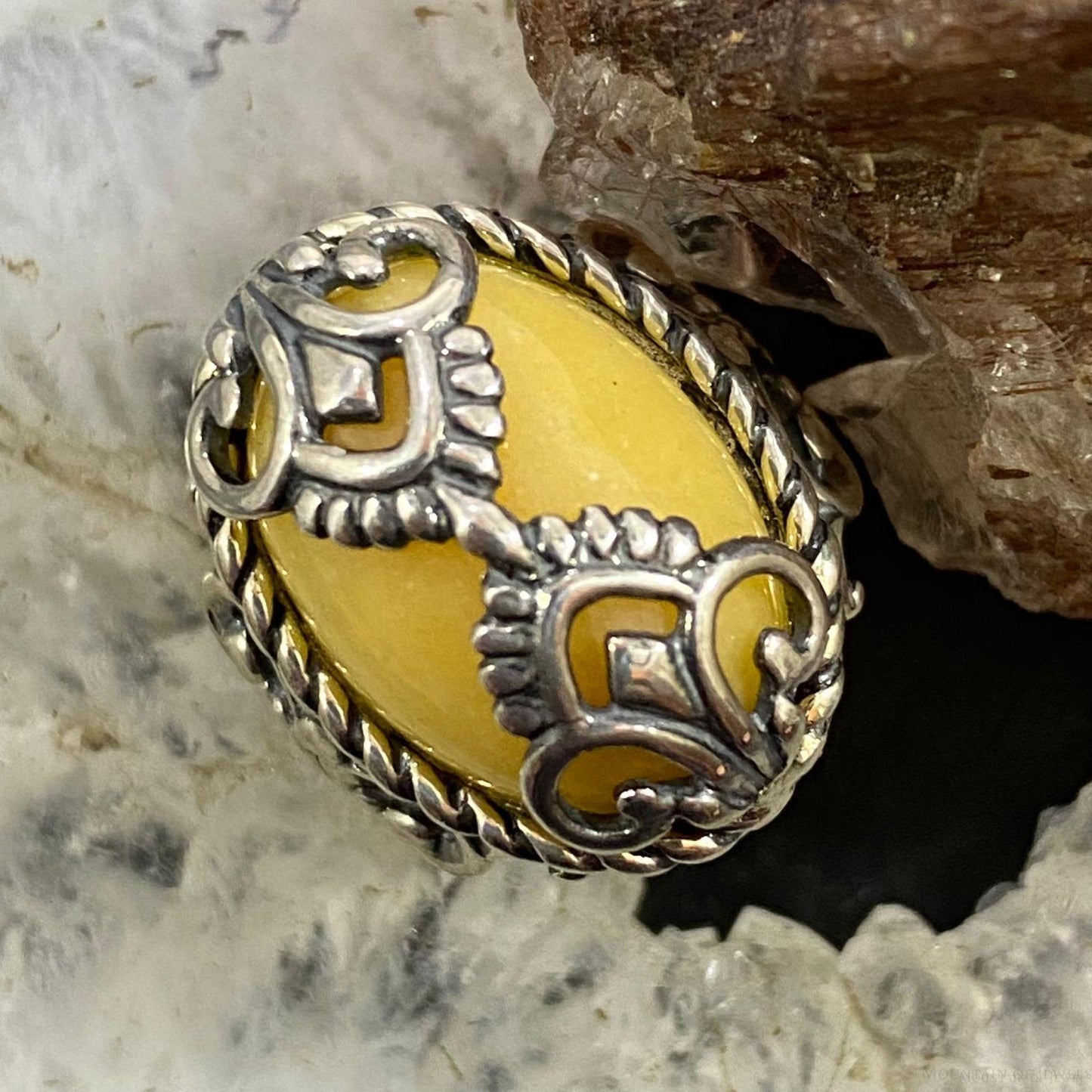 Carolyn Pollack Sterling Silver Oval Yellow Jasper Ring Size 5.5 For Women
