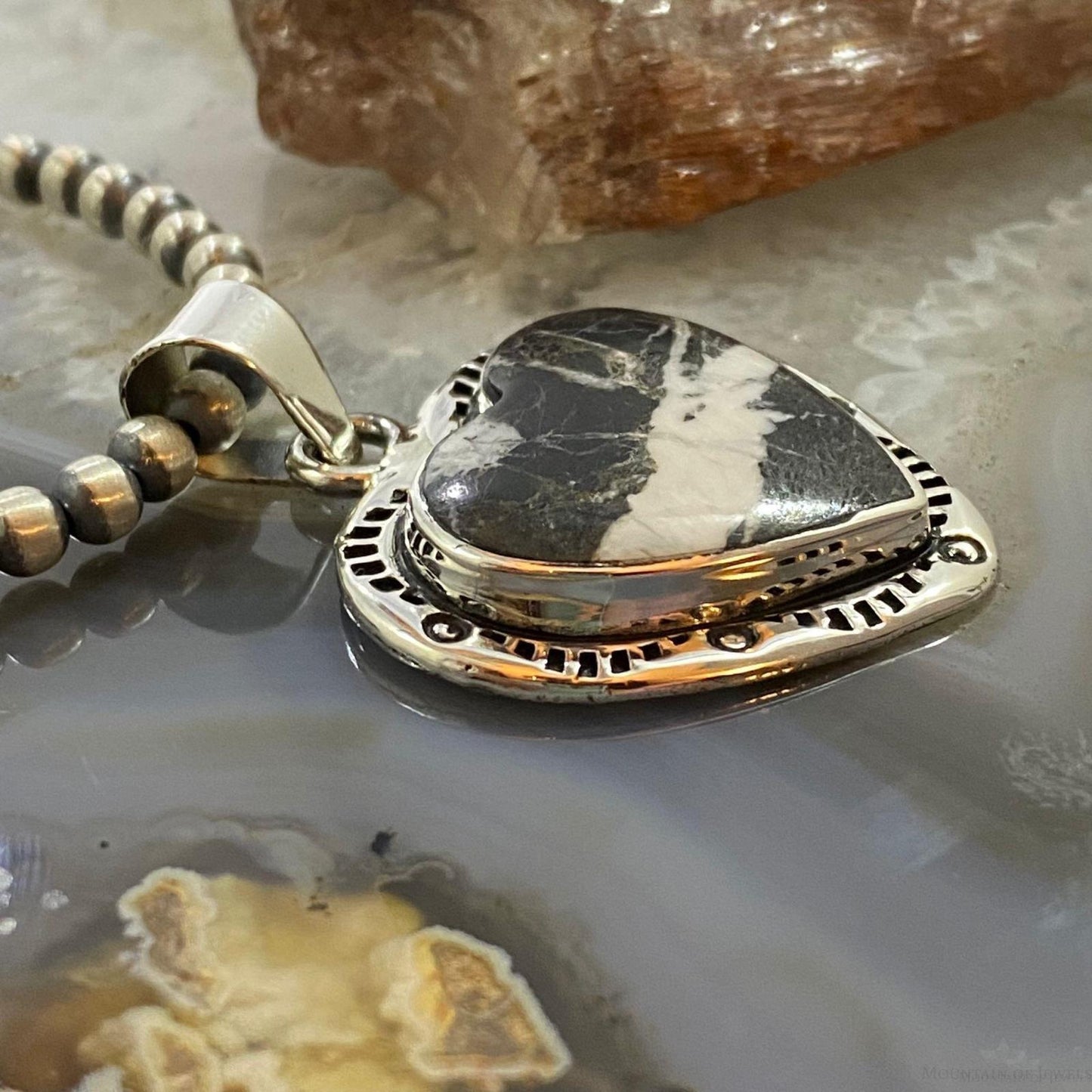 Native American Sterling Silver White Buffalo Heart Shape Pendant For Women #1