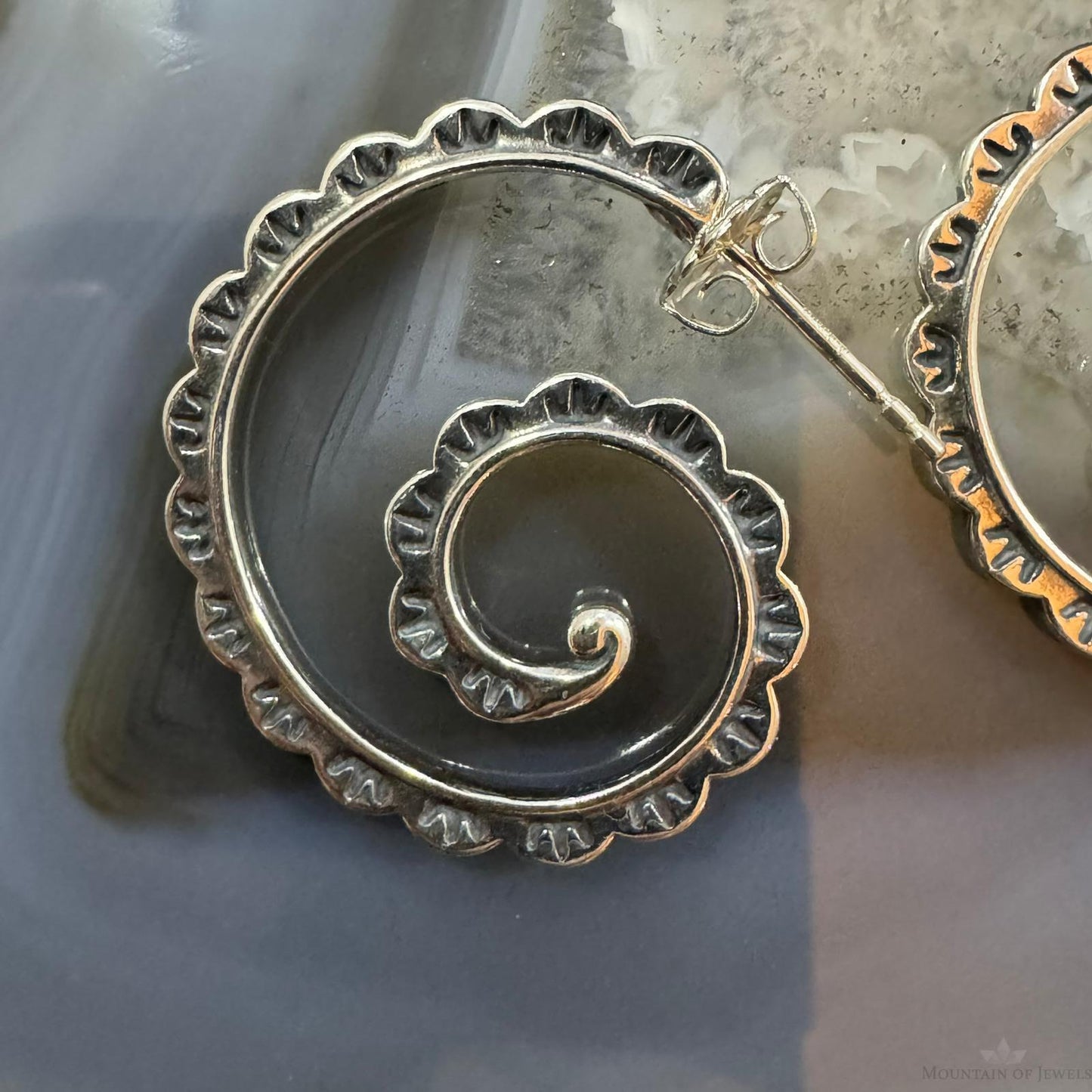 Carolyn Pollack Sterling Silver Stamped Spiral Post Earrings For Women