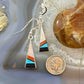 Sheryl Edaakie Zuni Native American Sterling Silver Triangle Inlay Dangle Earrings For Women