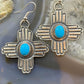 Kevin Billah Sterling Silver Oval Sleeping Beauty Turquoise Zia Symbol Dangle Earrings For Women