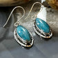 Native American Sterling Silver Marquise Kingman Turquoise Dangle Earrings For Women