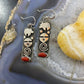 Alex Sanchez Native American Sterling Silver Coral Rectangle Petroglyph Dangle Earrings For Women #6