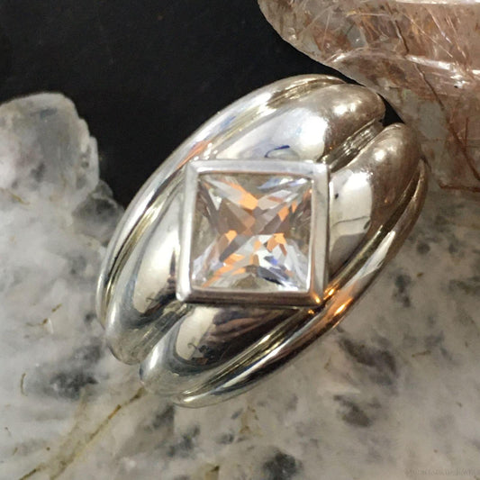 Carolyn Pollack Southwestern Style Sterling White Topaz Ring For Women Size 7.25