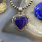Native American Sterling Silver Lapis Lazuli Heart Stamped Pendant For Women #1