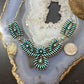Vintage Native American Sterling Turquoise Needlepoint Cluster 17" Necklace For Women