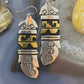 Tommy & Rosita Singer Native American Sterling Silver & Gold Filled Overlay Feather Dangle Earrings For Women #3