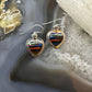 Native American Sterling Silver Rainbow Calsilica Heart Dangle Earrings For Women