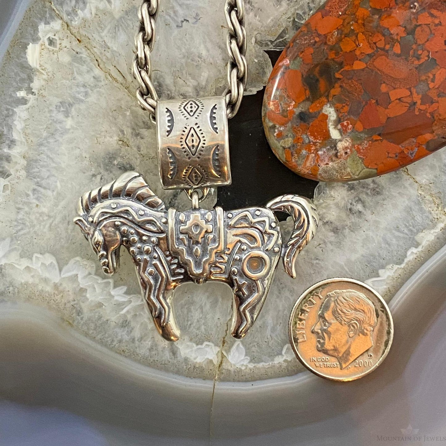 Carolyn Pollack Southwestern Style Sterling Silver Petroglyphs Horse Pendant For Women