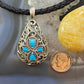 Carolyn Pollack Vintage Southwestern Style Sterling Silver 4 Turquoise Filigree Pendant  For Women
