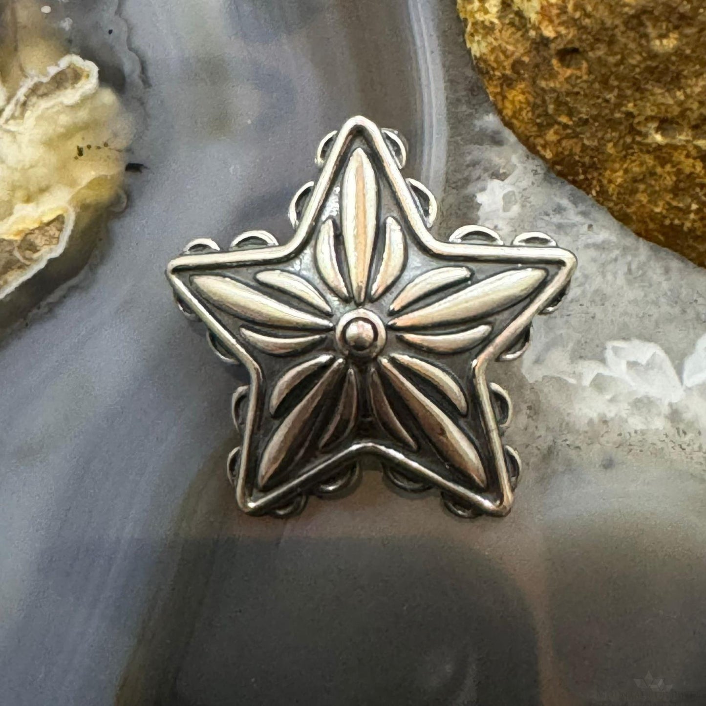 Carolyn Pollack Sterling Silver Engraved Decorated Star Unisex Pendant/Brooch