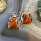 Native American Sterling Silver Trapeze Spiny Oyster Dangle Earrings For Women