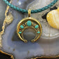 Carolyn Pollack Southwestern Style  Brass 5 Turquoise Decorated Naja Enhancer Pendant For Women