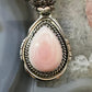 Native American Sterling Silver Teardrop Pink Conch Shell Pendant For Women