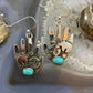 Alex Sanchez Native American Sterling Silver Ancestors Hand Petroglyph W/Turquoise Dangle Earrings For Women #7