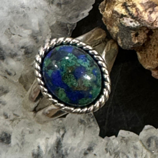 Carolyn Pollack Southwestern Style Sterling Silver Oval Chrysocolla Ring Size 6 For Women