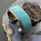 Vintage Native American Sterling Silver Heavy & Solid Inlay Turquoise Bracelet For Women
