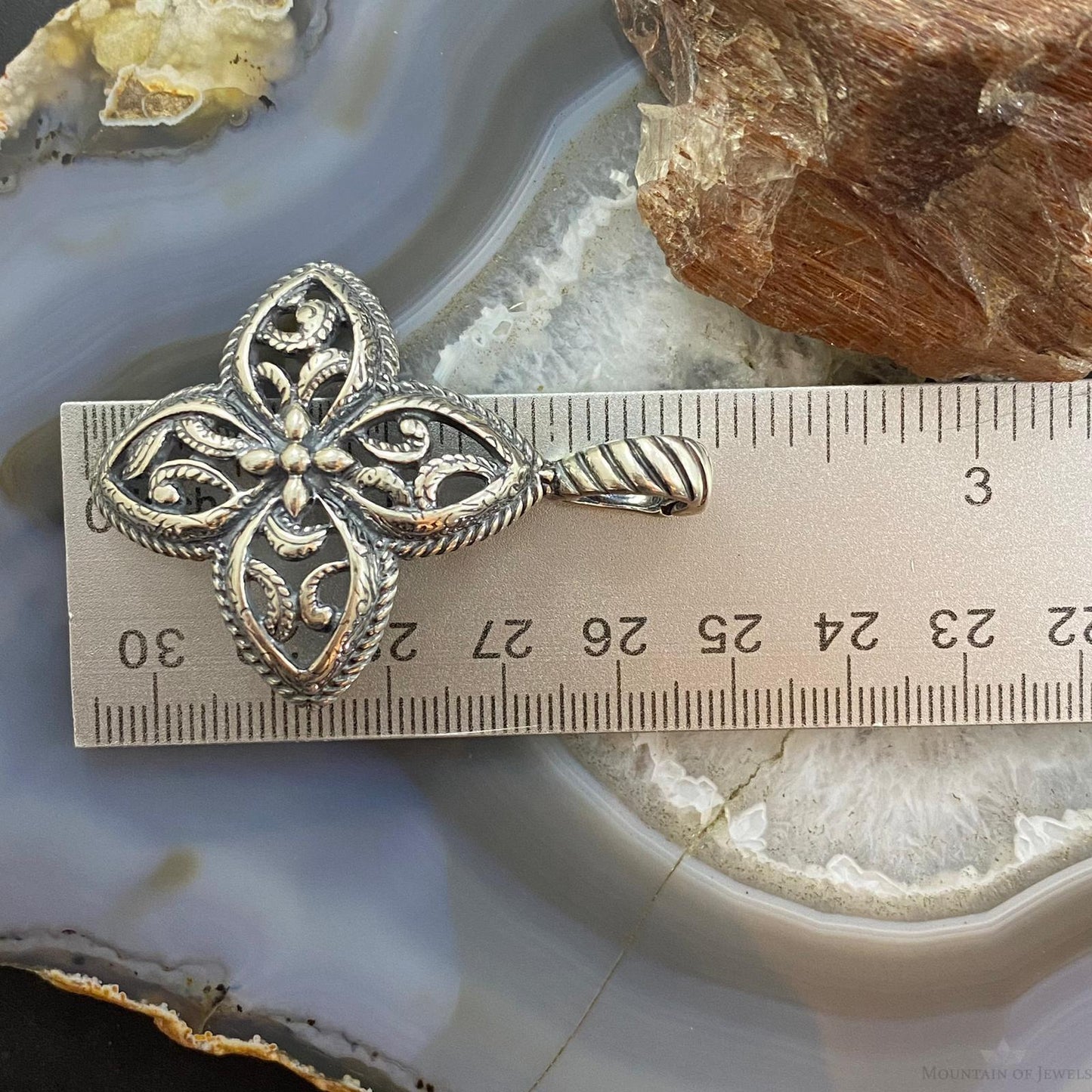 Carolyn Pollack Southwestern Style Sterling Silver Flower Decorated Enhancer Pendant For Women