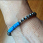 Navajo Pearl and Turquoise 6mm Beads Sterling Silver 8" Bangle For Women