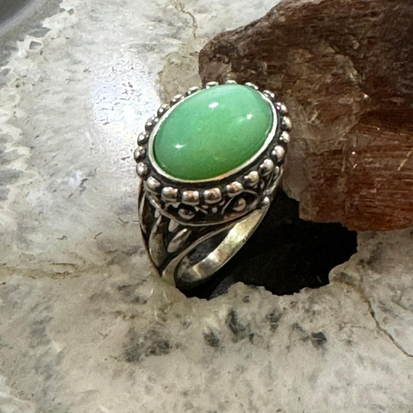 Carolyn Pollack Sterling Silver Oval Variscite Decorated Dome Ring For Women