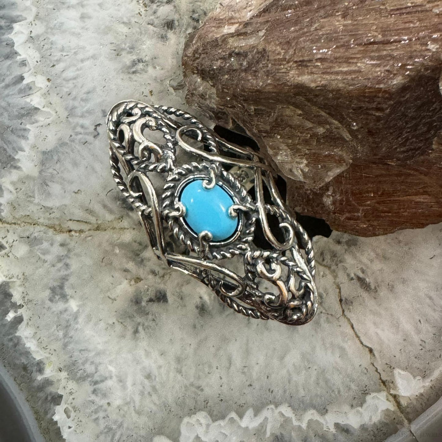 Carolyn Pollack Sterling Silver Oval Sleeping Beauty Turquoise Ring Size 5.5 For Women