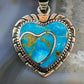 Native American Sterling Blue Ridge Turquoise Double Heart Pendant For Women