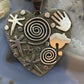 Alex Sanchez Native American Sterling Silver Large Petroglyph Heart Pendant #1