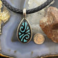 Carolyn Pollack Southwestern Style  Sterling Teardrop Onyx & Turquoise Chip Inlay Decorated Pendant For Women