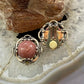 Carolyn Pollack Sterling Silver Round Rhodonite Decorated Clip-On Earrings For Women