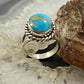 Native American Sterling Silver Oval Blue Ridge Turquoise Ring Size 6.25 For Women