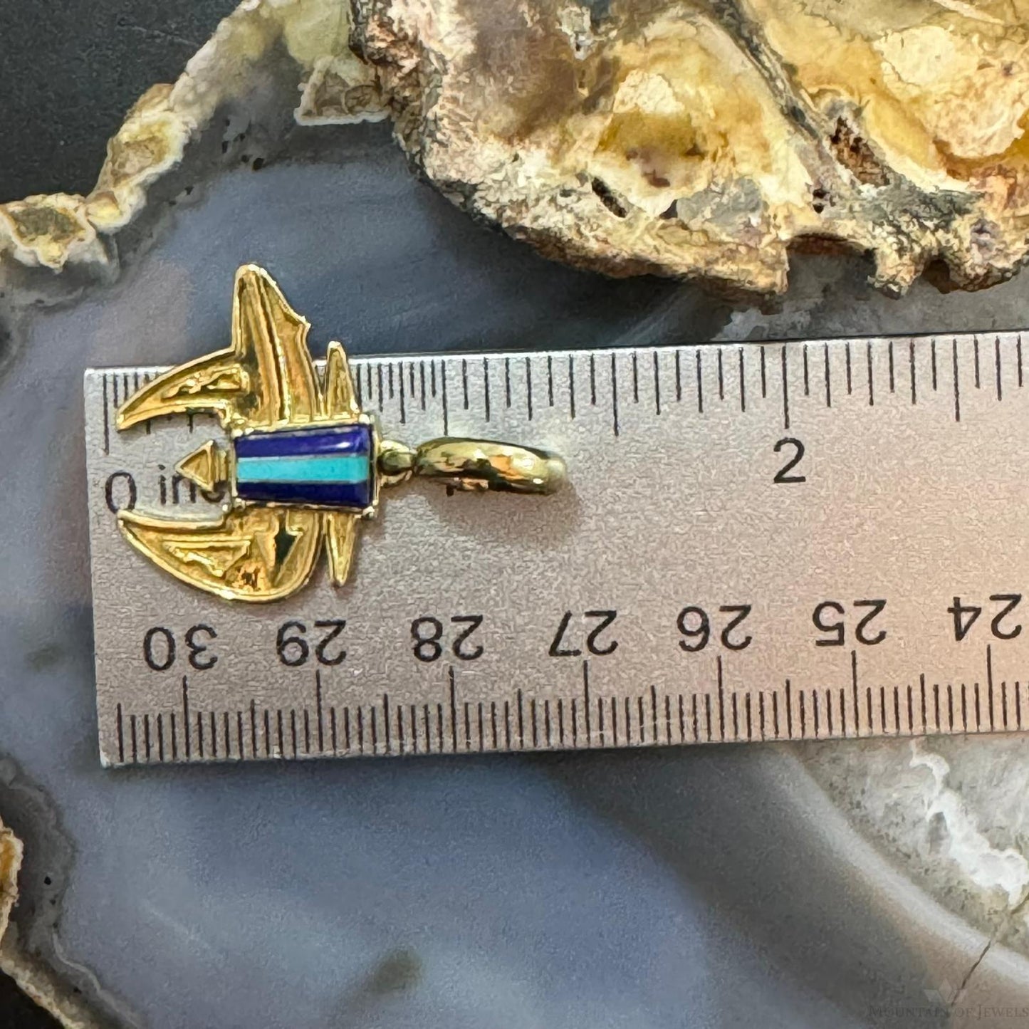 Carolyn Pollack Brass Multi Gemstone Inlay Fetish Bear Unisex Enhancer Pendant