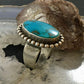 Vintage Native American Silver Large Oval Turquoise Unisex Ring Size 11.5
