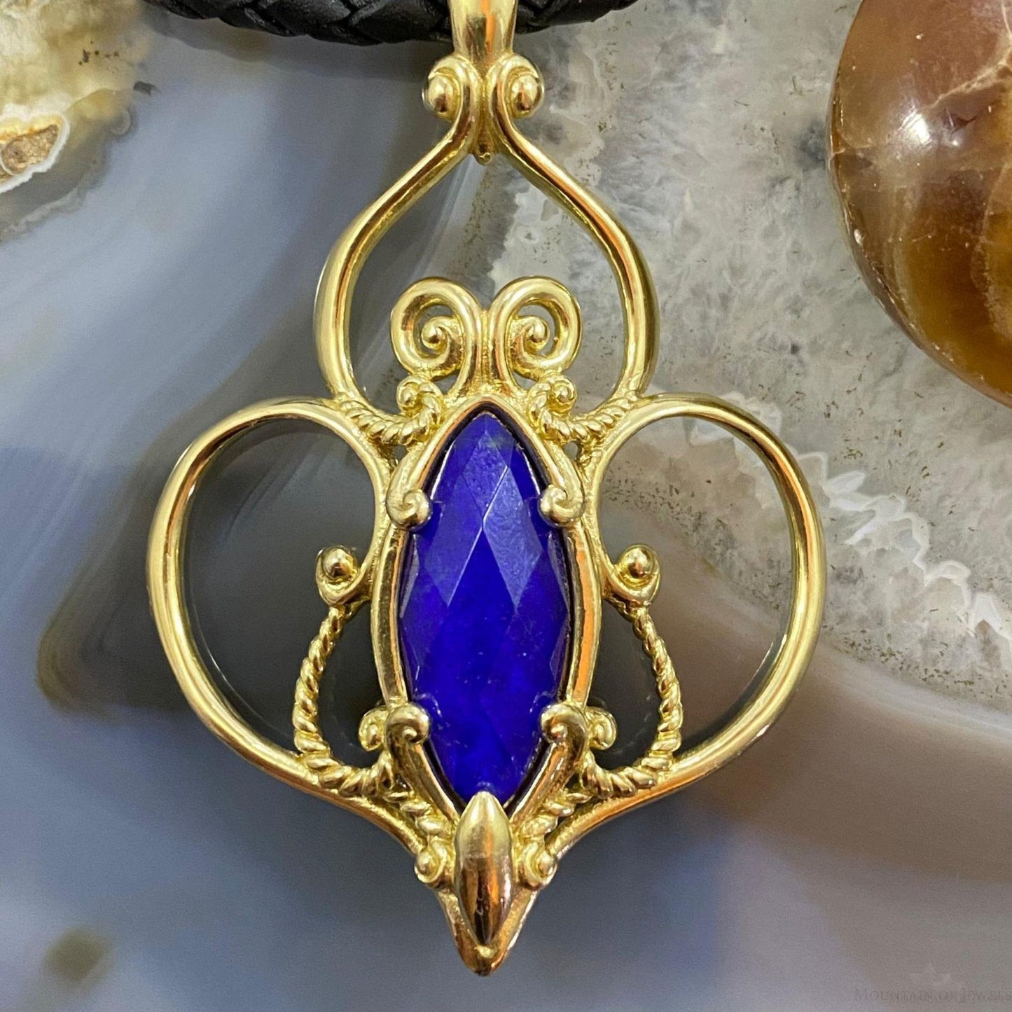 Carolyn Pollack Sterling Silver & Gold Plated Lapis Doublet Enhancer Pendant For Women