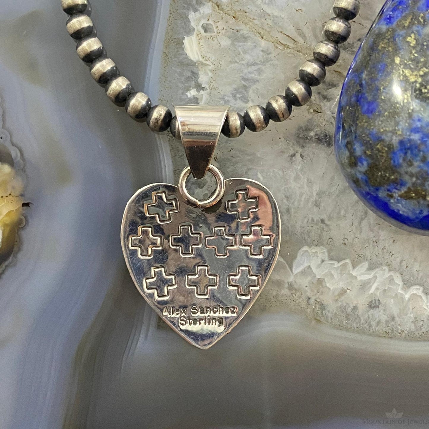 Alex Sanchez Native American Sterling Silver  Petroglyph Heart Pendant For Women #7