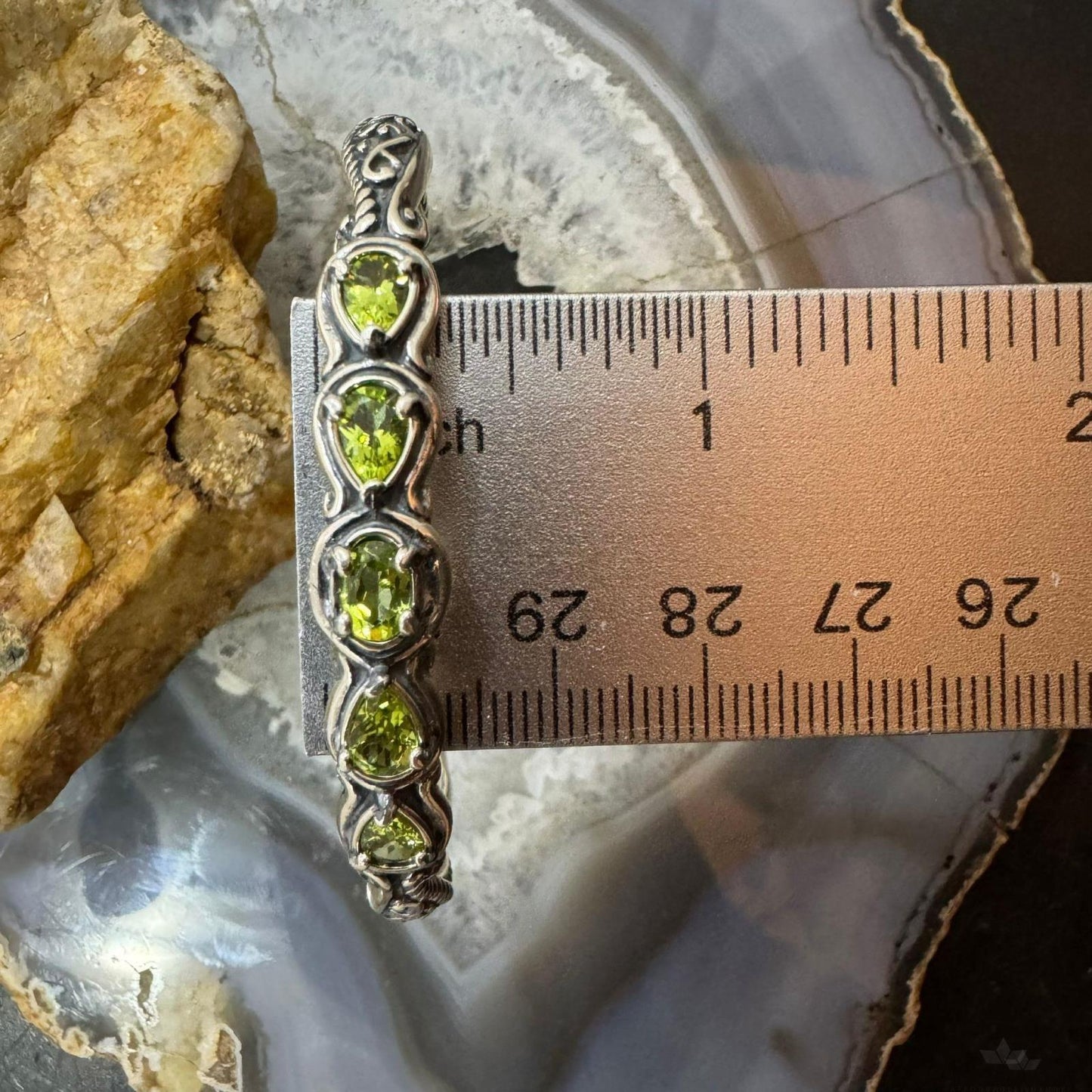 Carolyn Pollack Sterling Silver 5 Faceted Peridot Decorated Bracelet For Women