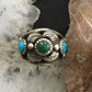 Vintage Native American Sterling Silver Turquoise & Malachite Decorated Ring Size 6.25 For Women