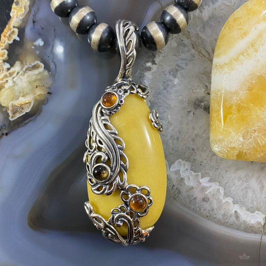 Carolyn Pollack Southwestern Style Sterling Silver Yellow Jasper & Citrine Pendant For Women