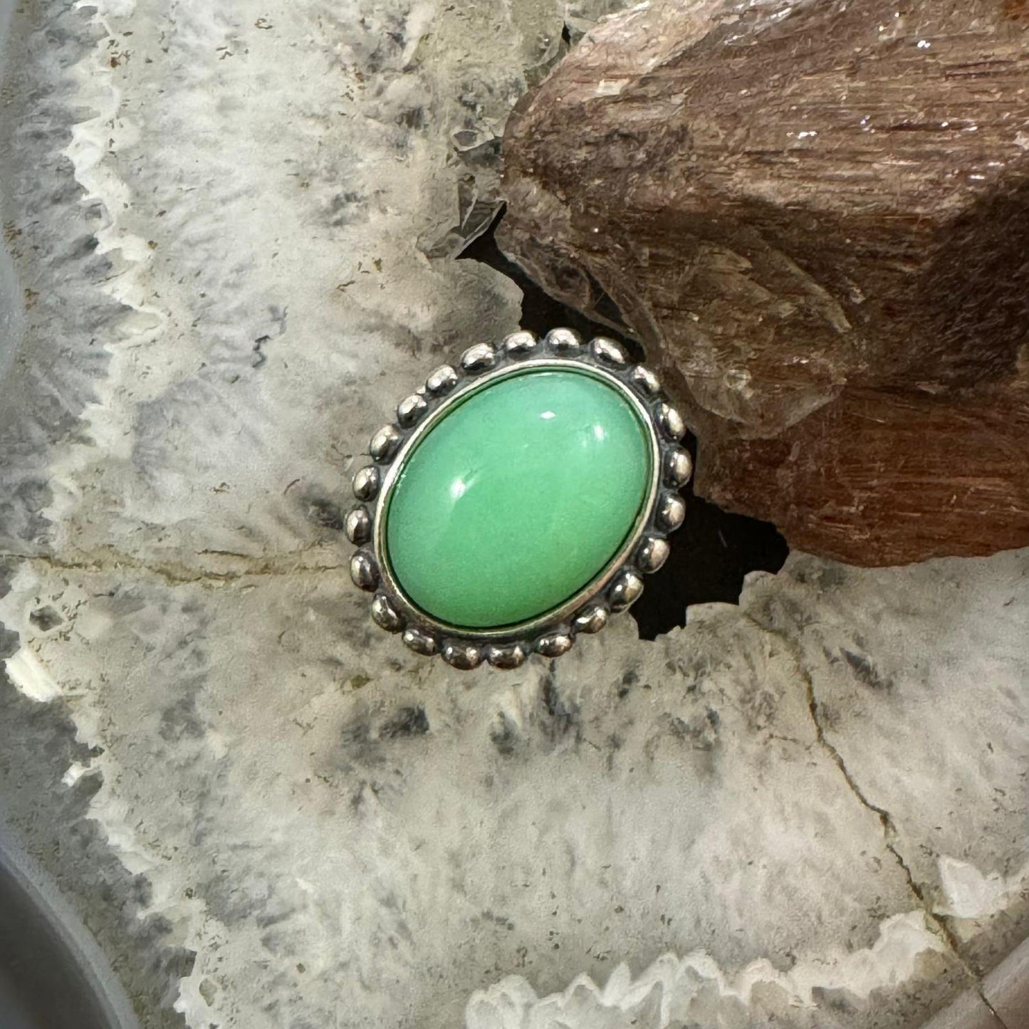 Carolyn Pollack Sterling Silver Oval Variscite Decorated Dome Ring For Women