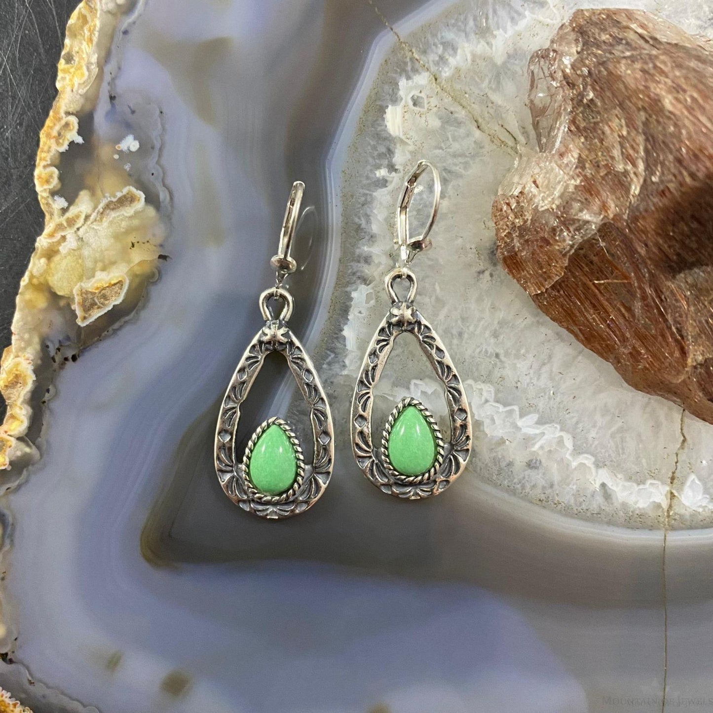 Carolyn Pollack Southwestern Style Sterling Silver Green Turquoise Dangle Earrings For Women For Women