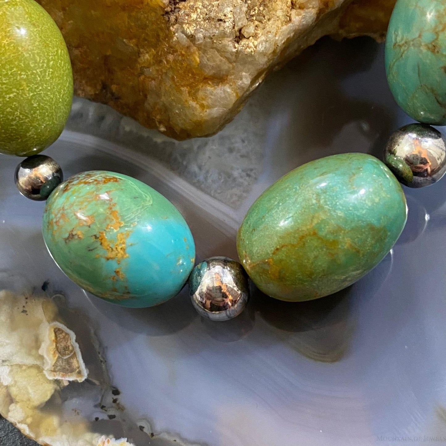 Carolyn Pollack Sterling Silver Egg Shape Green Turquoise Necklace For Women