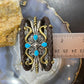 Carolyn Pollack Sterling Silver & Brass 4 Turquoise Dk Brown Leather Decorated Bracelet